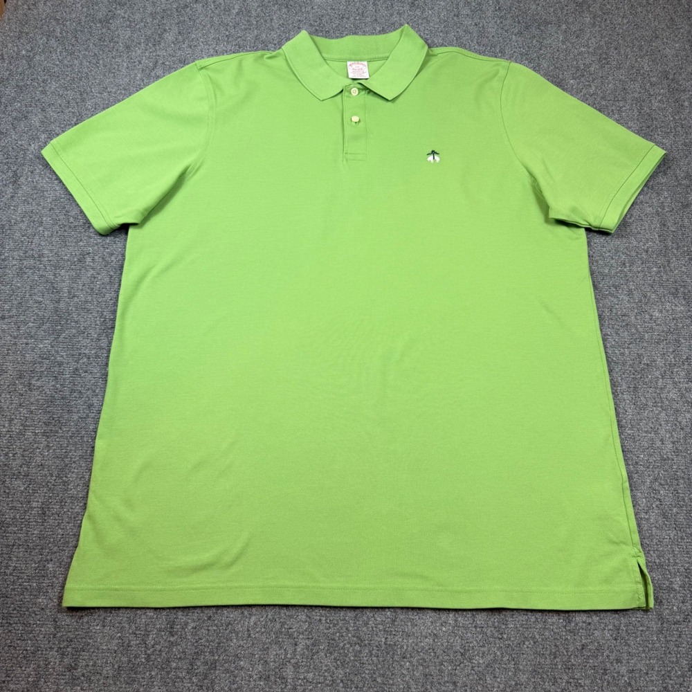 Brooks Brothers Mens XXL Original Fit Performance Polo Lime Green Supima Cotton